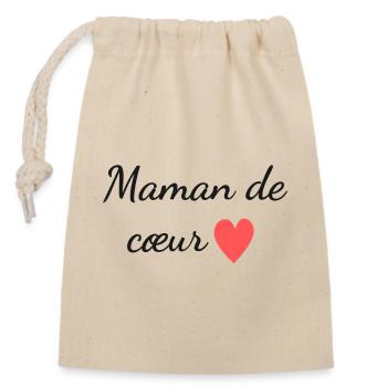 Maman de Coeur - Sac cadeau en coton avec cordon (14 x 20 cm) - nature - Devant