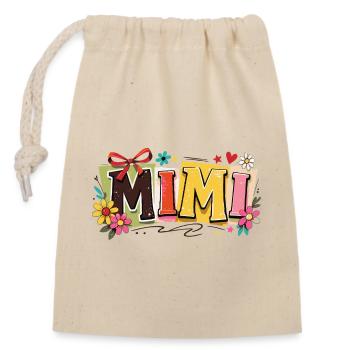 Mimi Granny Flowers Gift Retro Grandma - Closable cotton gift bag (14x20cm) - nature - Front