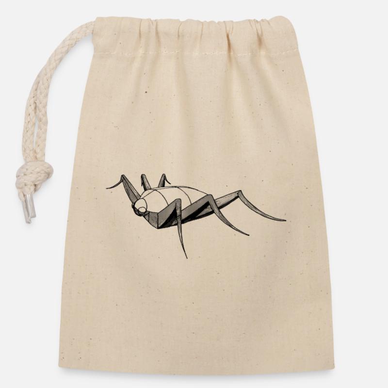 Construction d'un croquis de dessin d'insectes d'insectes - Sac cadeau en coton avec cordon (14 x 20 cm) - nature
