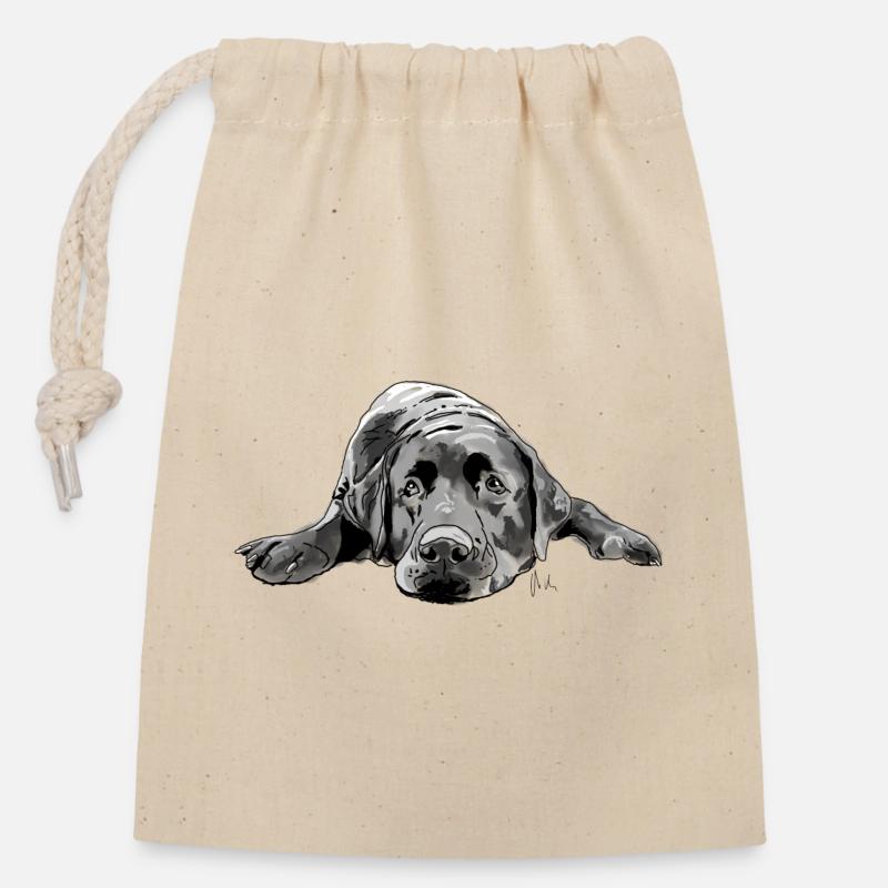Labrador - Closable cotton gift bag (14x20cm) - nature