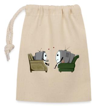Television - Closable cotton gift bag (14x20cm) - nature - Front