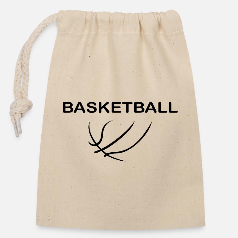 Basketball - Verschließbarer Geschenkbeutel aus Baumwolle (14x20cm) - Natur