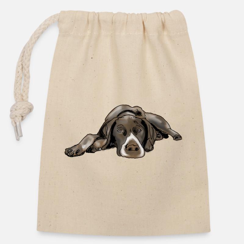 Pointer Deutsch Kurzhaar - Verschließbarer Geschenkbeutel aus Baumwolle (14x20cm) - Natur