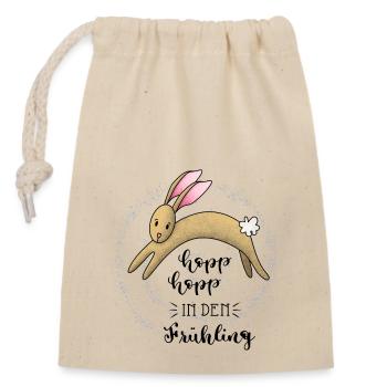 Hopp Hopp in den Frühling. - Verschließbarer Geschenkbeutel aus Baumwolle (14x20cm) - Natur - Vorne