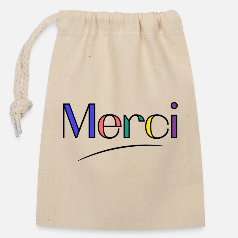 MAÎTRESSE. MAITRE. MERCI. MERCI MAÎTRESSE - Sac cadeau en coton avec cordon (14 x 20 cm) - nature