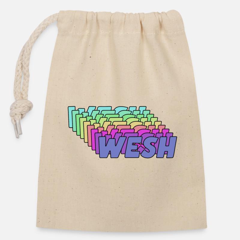 Wesh - Sac cadeau en coton avec cordon (14 x 20 cm) - nature