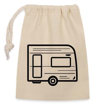 Small caravan - Closable cotton gift bag (14x20cm) - nature - Front
