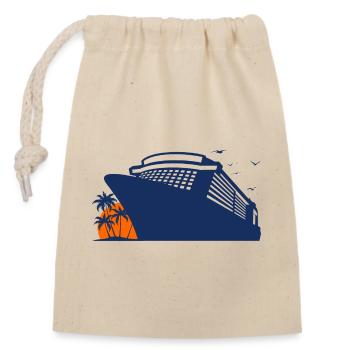 Cruise, Cruise Ship, Cruise - Closable cotton gift bag (14x20cm) - nature - Front