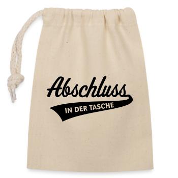 Abschluss – In Der Tasche (Schulabschluss / Black) - Verschließbarer Geschenkbeutel aus Baumwolle (14x20cm) - Natur - Vorne