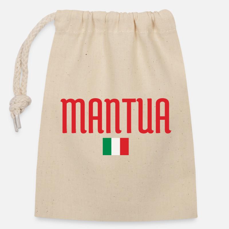 Mantua-Italian Flag Inspired Bold Typography - Closable cotton gift bag (14x20cm) - nature