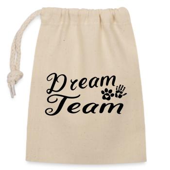 Hund Dream Team - Verschließbarer Geschenkbeutel aus Baumwolle (14x20cm) - Natur - Vorne