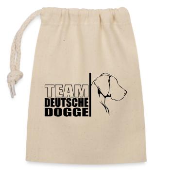 TEAM Deutscher Dogge Hunde Hund Wilsigns - Verschließbarer Geschenkbeutel aus Baumwolle (14x20cm) - Natur - Vorne