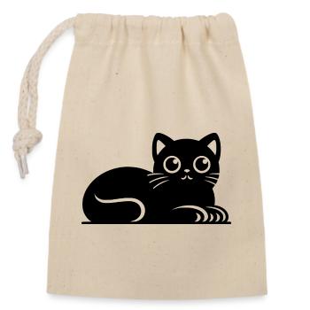 Little fat cat Drawing - Closable cotton gift bag (14x20cm) - nature - Front