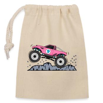 Monster Truck Birthday 9 Pink - Closable cotton gift bag (14x20cm) - nature - Front