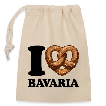 J’aime le bretzel de Bavière - Coeur - Dire - Sac cadeau en coton avec cordon (14 x 20 cm) - nature - Devant
