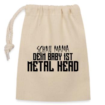 Schau Mama, dein Baby ist Metal Head - Verschließbarer Geschenkbeutel aus Baumwolle (14x20cm) - Natur - Vorne