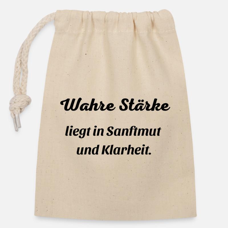 Wahre_Staerke - Verschließbarer Geschenkbeutel aus Baumwolle (14x20cm) - Natur
