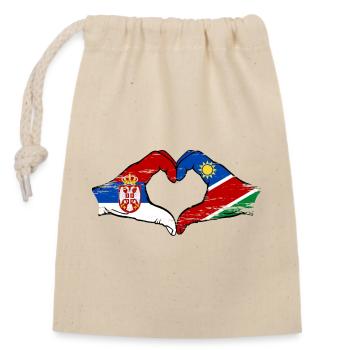 Serbie Namibie Drapeau Coeur utilisé - Sac cadeau en coton avec cordon (14 x 20 cm) - nature - Devant