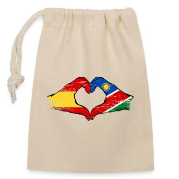 Spanien Namibia Flagge Hände Herzform used - Verschließbarer Geschenkbeutel aus Baumwolle (14x20cm) - Natur - Vorne