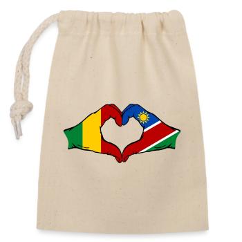 Mali Nairobi Flagge Hände Herz - Verschließbarer Geschenkbeutel aus Baumwolle (14x20cm) - Natur - Vorne