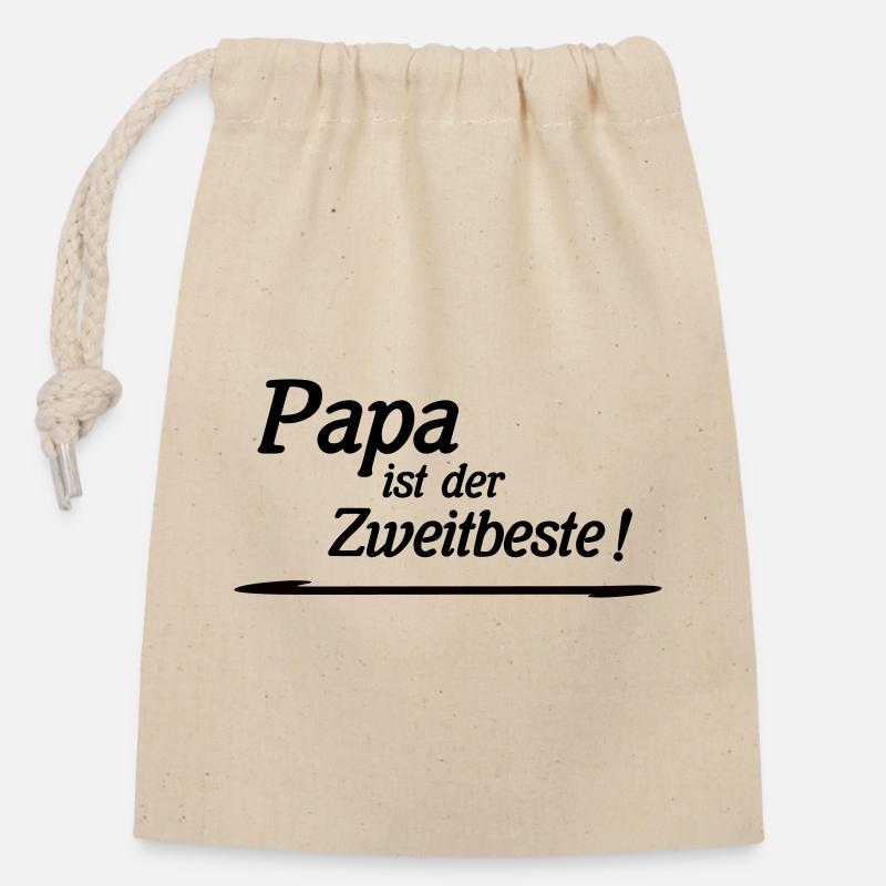 Papa ist der Zweitbeste - Verschließbarer Geschenkbeutel aus Baumwolle (14x20cm) - Natur