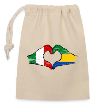Italie Gabon Drapeau Mains Coeur Forme Utilisé - Sac cadeau en coton avec cordon (14 x 20 cm) - nature - Devant