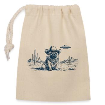 Cowboy Mops - Verschließbarer Geschenkbeutel aus Baumwolle (14x20cm) - Natur - Vorne
