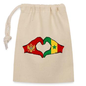Monténégro Sénégal Drapeau Mains Coeur Forme - Sac cadeau en coton avec cordon (14 x 20 cm) - nature - Devant