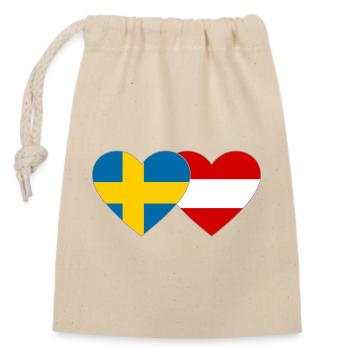 Schweden Österreich Flagge Herz - Verschließbarer Geschenkbeutel aus Baumwolle (14x20cm) - Natur - Vorne