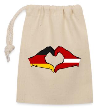 Hollande Lettonie drapeau mains forme de coeur utilisé - Sac cadeau en coton avec cordon (14 x 20 cm) - nature - Devant