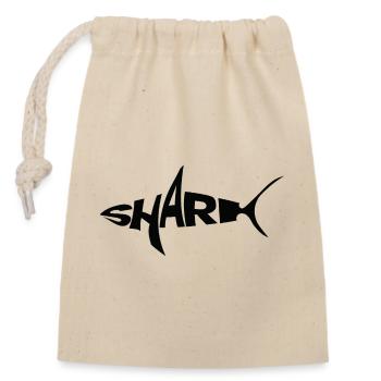  BLACK Shark Wordmark Typography with Fin - Closable cotton gift bag (14x20cm) - nature - Front