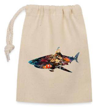 Coral Reef Shark Fish Silhouette - Closable cotton gift bag (14x20cm) - nature - Front