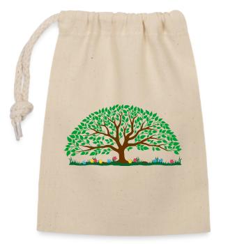 Colorful Tree – Brown Trunk with Green Leaves - Closable cotton gift bag (14x20cm) - nature - Front