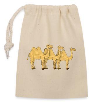 Chameaux - Sac cadeau en coton avec cordon (14 x 20 cm) - nature - Devant
