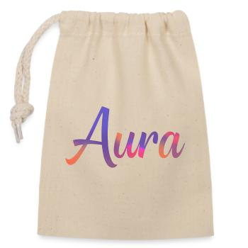 Aura – Modern Colorful Typographic Design - Closable cotton gift bag (14x20cm) - nature - Front