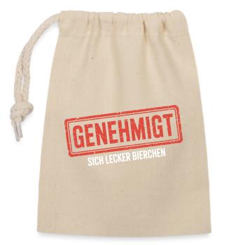 se permet de se faire plaisir bière alcoolisée bière de fête - Sac cadeau en coton avec cordon (14 x 20 cm) - nature - Devant