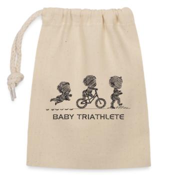Petit Triathlète En Herbe - Sac cadeau en coton avec cordon (14 x 20 cm) - nature - Devant