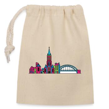 Ligne de la silhouette de la ville de Nimègue Waal Bridge - Sac cadeau en coton avec cordon (14 x 20 cm) - nature - Devant