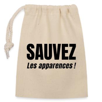 SAUVEZ LES APPARENCES ! - Sac cadeau en coton avec cordon (14 x 20 cm) - nature - Devant