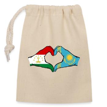 Drapeau du Kazakhstan Mains en forme de cœur - Sac cadeau en coton avec cordon (14 x 20 cm) - nature - Devant