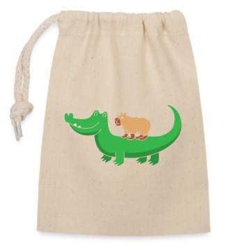 Capibara Capybara - Verschließbarer Geschenkbeutel aus Baumwolle (14x20cm) - Natur - Vorne