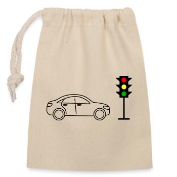 Ampel mit Auto - Verschließbarer Geschenkbeutel aus Baumwolle (14x20cm) - Natur - Vorne