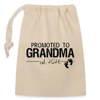 Promue Grand-mère 2026 Nouveau T-shirt de Grand-mère - Sac cadeau en coton avec cordon (14 x 20 cm) - nature - Devant