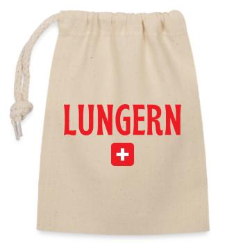 Lungern Swiss Cross  - Verschließbarer Geschenkbeutel aus Baumwolle (14x20cm) - Natur - Vorne