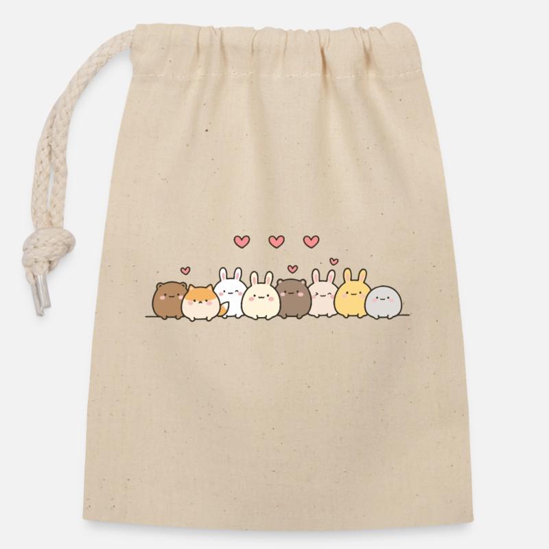 FunnyBunny - Closable cotton gift bag (14x20cm) - nature