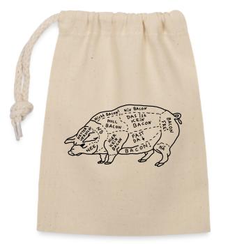 Schwein Fleisch Bacon Lustige Witzige Karte - Verschließbarer Geschenkbeutel aus Baumwolle (14x20cm) - Natur - Vorne