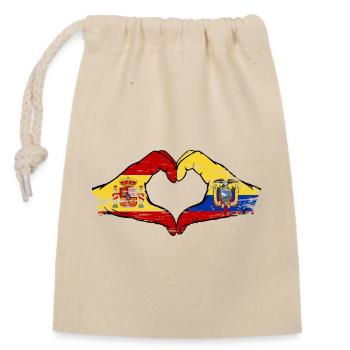 Spanien Ecuador Flagge Herz used - Verschließbarer Geschenkbeutel aus Baumwolle (14x20cm) - Natur - Vorne