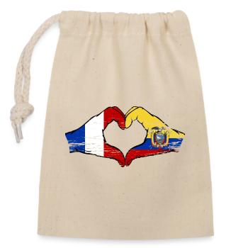 Mains du drapeau de la France de l’Équateur en forme de cœur utilisées - Sac cadeau en coton avec cordon (14 x 20 cm) - nature - Devant