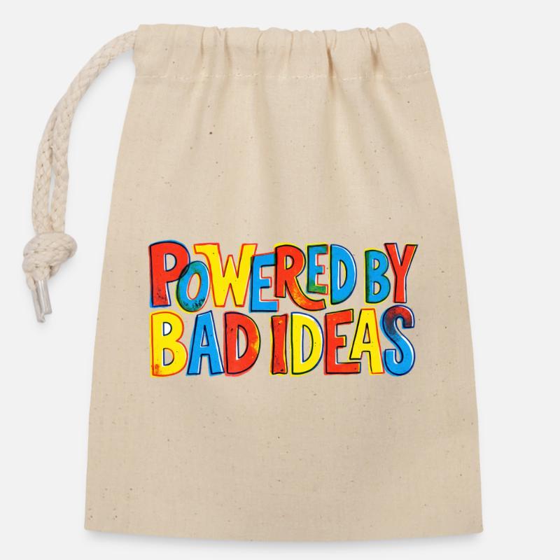 Powered-by-bad-ideas - Verschließbarer Geschenkbeutel aus Baumwolle (14x20cm) - Natur