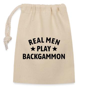 Les vrais hommes jouent au backgammon | Jeu de société - Sac cadeau en coton avec cordon (14 x 20 cm) - nature - Devant